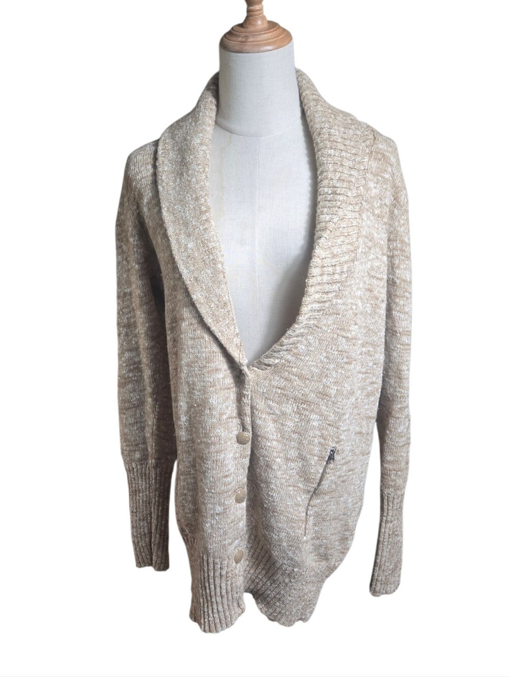 J. Crew Tan Wool Blend Y2k  Cardigan Sweater